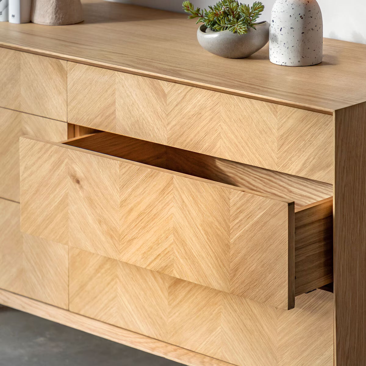 Milano Oak 6 Drawer Chest of Drawers