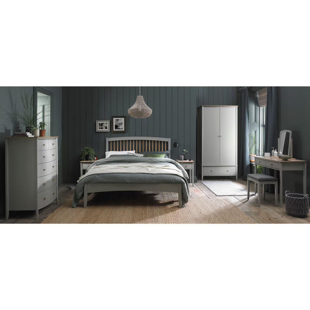 Whitby Scandi Oak & Grey Double Wardrobe