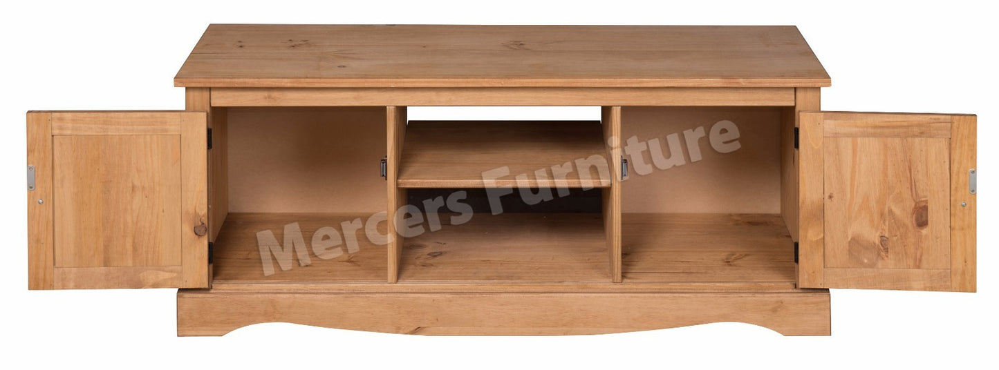 Corona TV Unit Stand 2 Door Media Flatscreen Television Pine by Mercersfurnitu