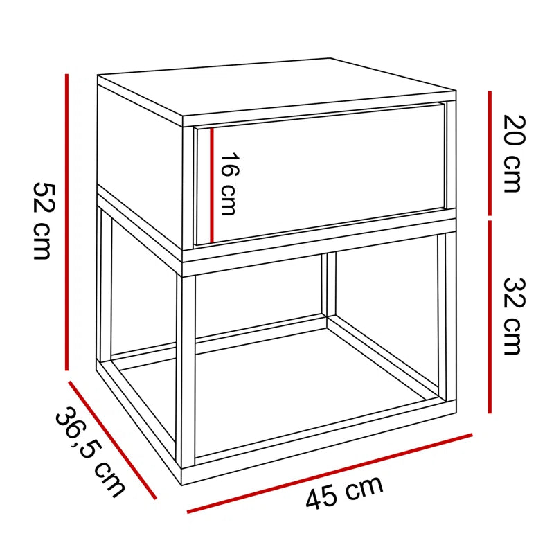 Blanco Gold Ii Bedside Table on a Gold Frame