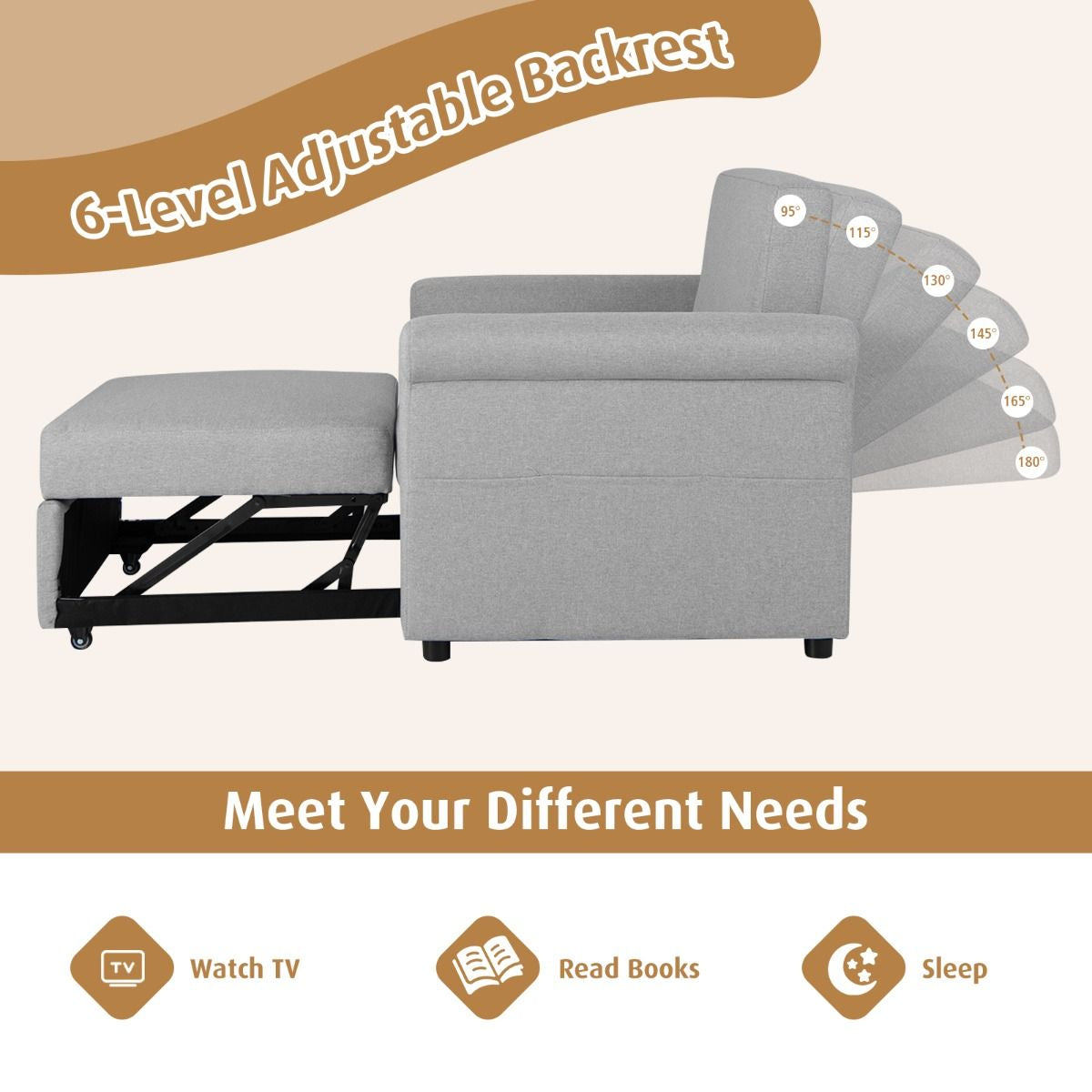 3-In-1 Convertible Sofa Bed with Pillow