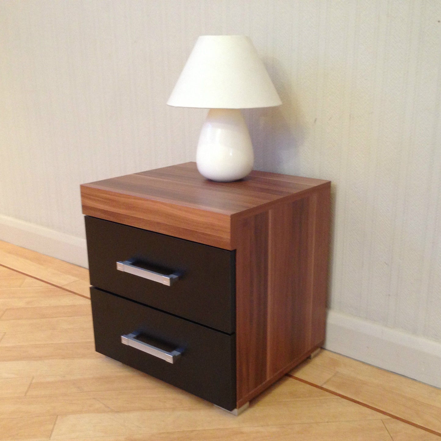 Black & Walnut 4+2 Drawer Chest & 2 Drawer Bedside Cabinet Bedroom Furniture 6