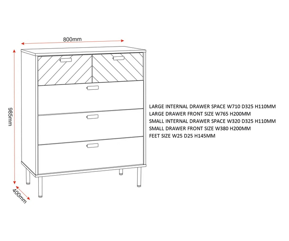 Nathainel - Two over Three Drawer Chest
