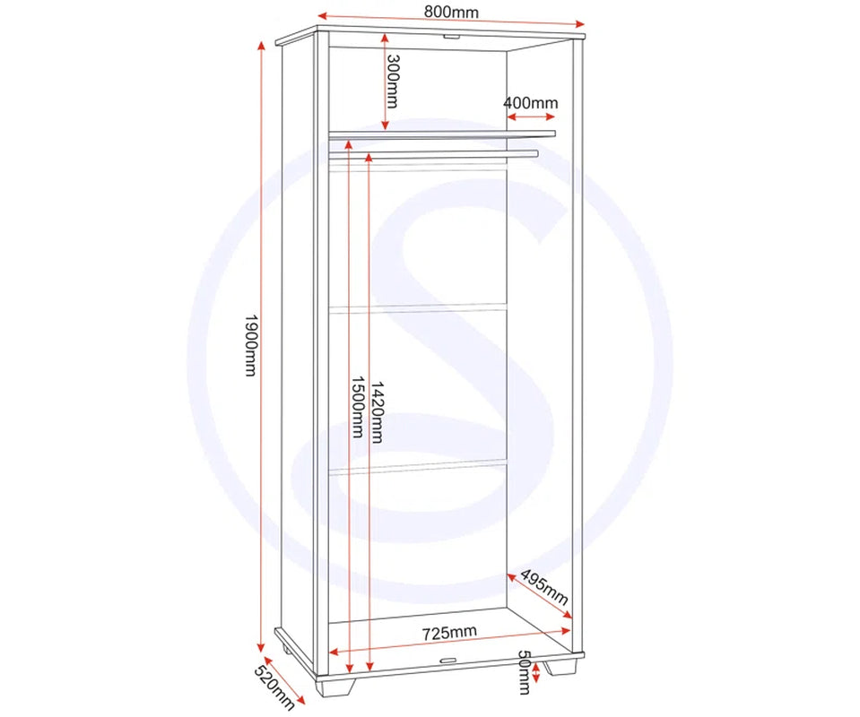 Naisha 2 Door Wardrobe