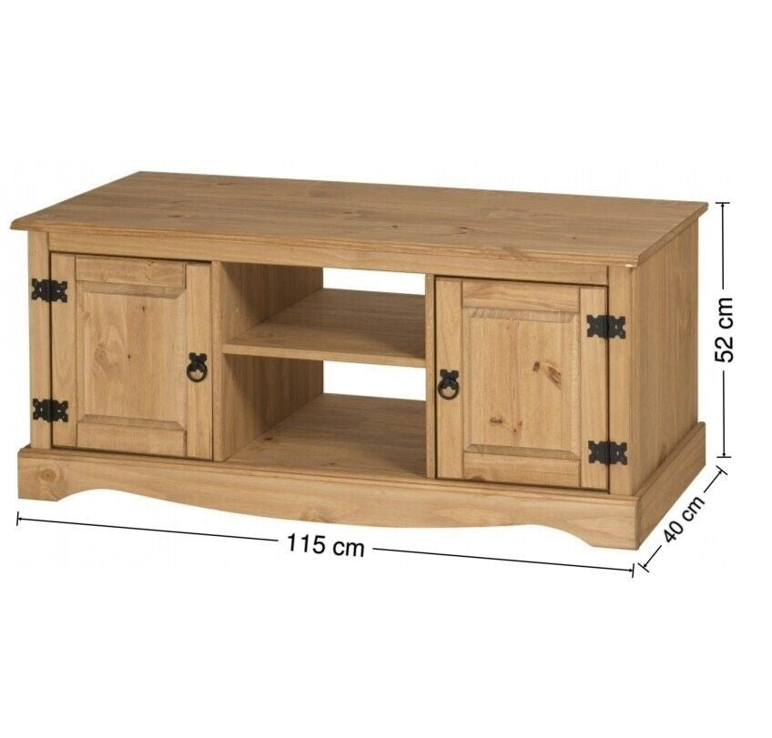 Corona TV Unit Stand 2 Door Media Flatscreen Television Pine by Mercersfurnitu