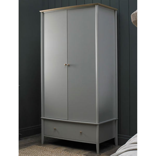 Whitby Scandi Oak & Grey Double Wardrobe