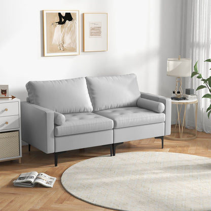 Modular Sectional Sofa Couch with 2 Removable Bolsters, Solid Metal Legs