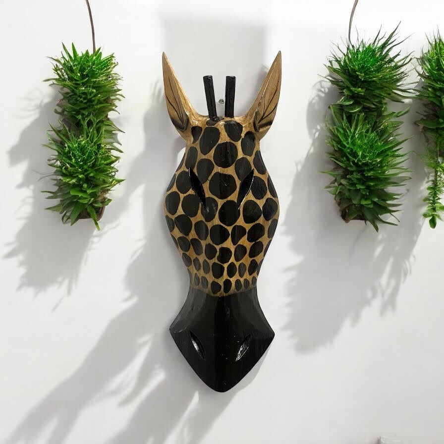 Wooden Zebra Giraffe Animal Head Home Wall Decoration 50Cm Christmas Gift