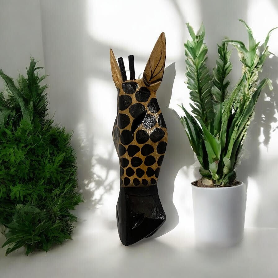 Wooden Zebra Giraffe Animal Head Home Wall Decoration 50Cm Christmas Gift