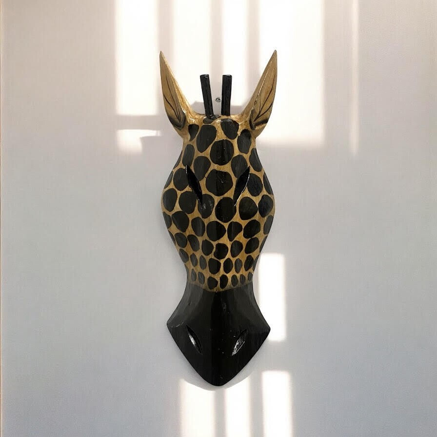 Wooden Zebra Giraffe Animal Head Home Wall Decoration 50Cm Christmas Gift