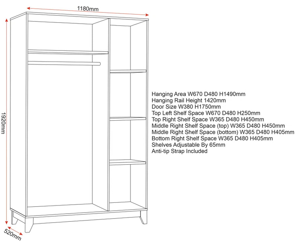 Lanoka 3 Door Wardrobe