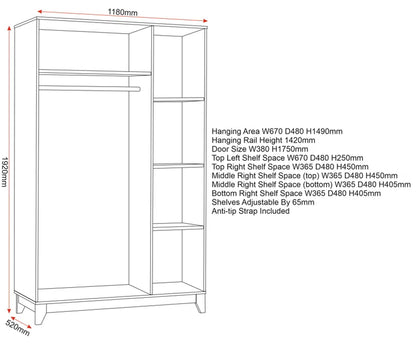 Lanoka 3 Door Wardrobe