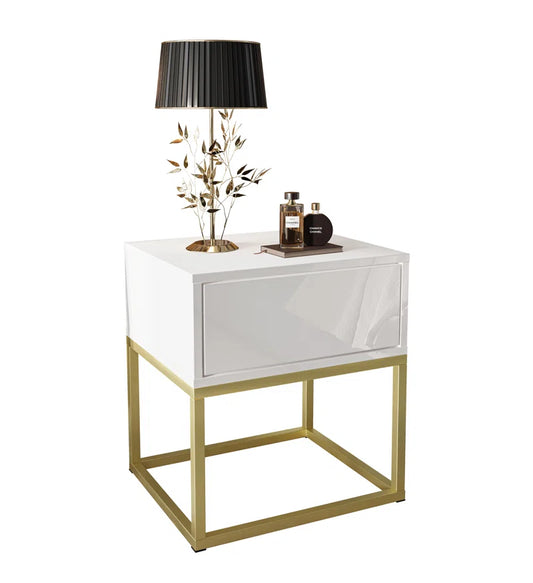 Blanco Gold Ii Bedside Table on a Gold Frame