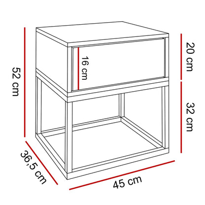 Blanco Gold Ii Bedside Table on a Gold Frame