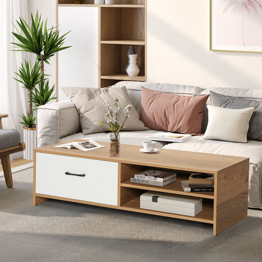Elegant Wooden TV Stand Featuring Drawer and Dual Shelves for TVs up to 55 Inches
