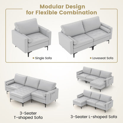 Extra Large L-Shaped Sofa with 4 USB Ports, Solid Metal Legs