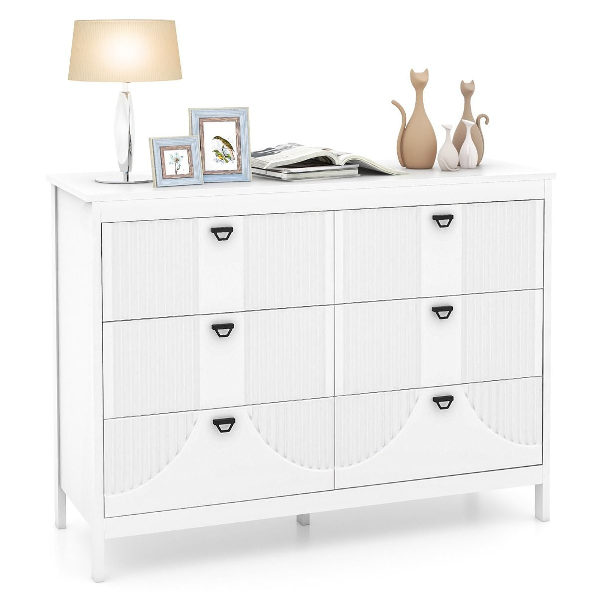6-Drawer Wooden Chest of Drawers with Handles
