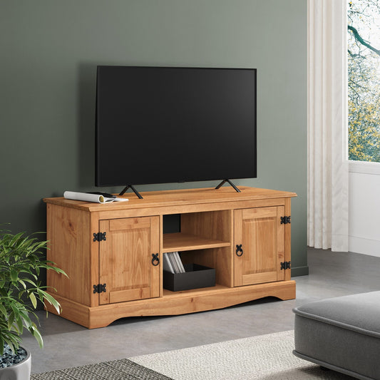 Corona TV Unit Stand 2 Door Media Flatscreen Television Pine by Mercersfurnitu