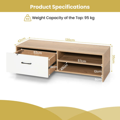 Elegant Wooden TV Stand Featuring Drawer and Dual Shelves for TVs up to 55 Inches