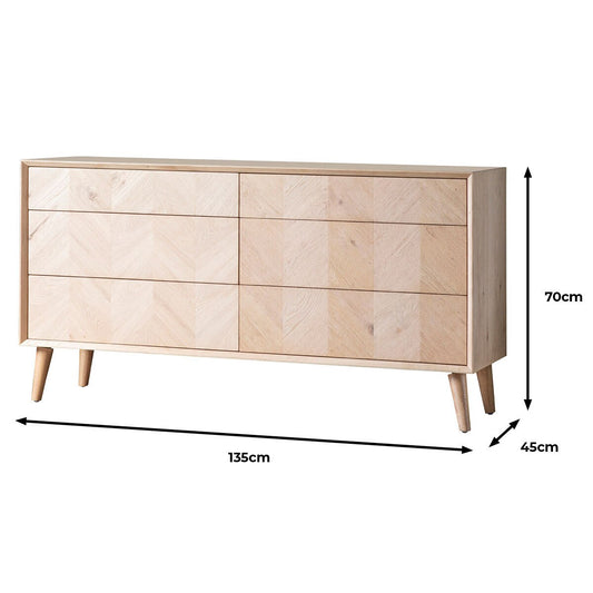Milano Oak 6 Drawer Chest of Drawers