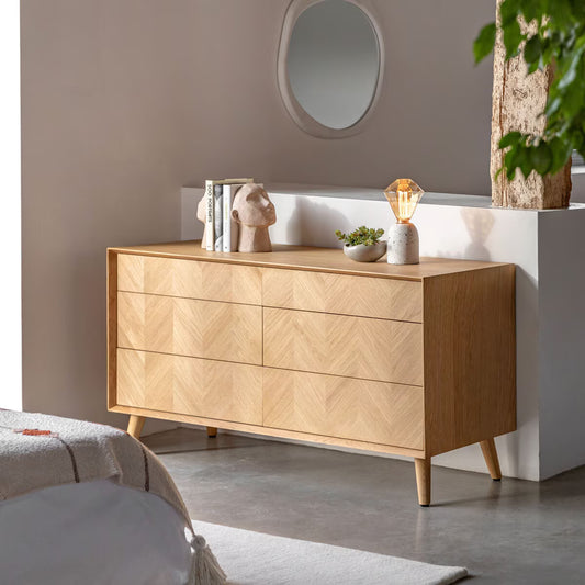 Milano Oak 6 Drawer Chest of Drawers